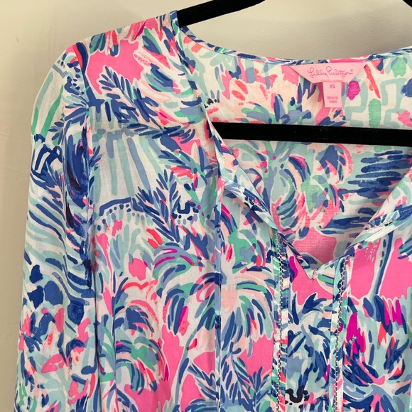Lilly Pulitzer Khali Bell Sleeve Top Blouse in Cabana XS - Picture 5 of 9